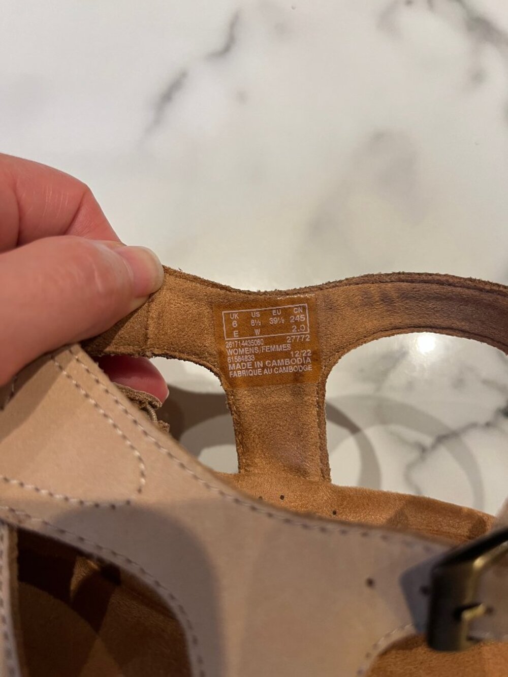 Clarks Elleri Rae Nougat Suede Cork Wedge Sandals Size 6 - Picture 5 of 11